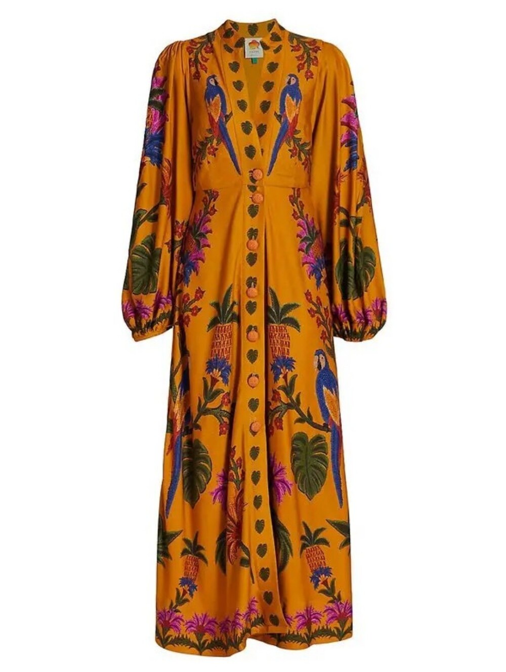 NWT FARM RIO | $285 Yellow Tropical Tapestry Maxi Dress - Picture 3 of 12